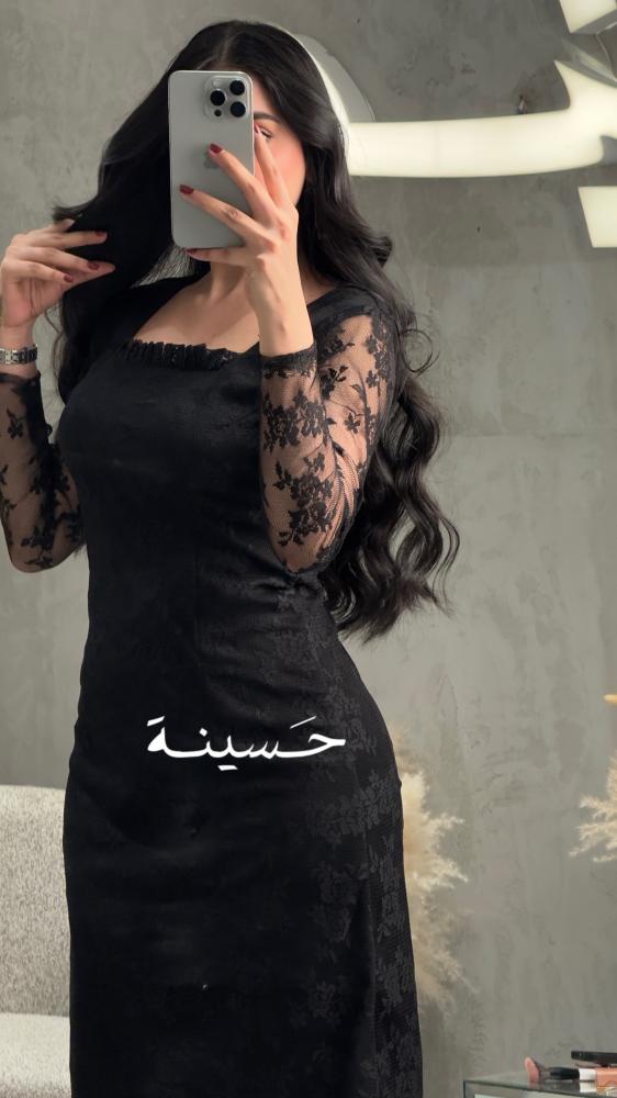 فستان دنتيل بطانه اسود