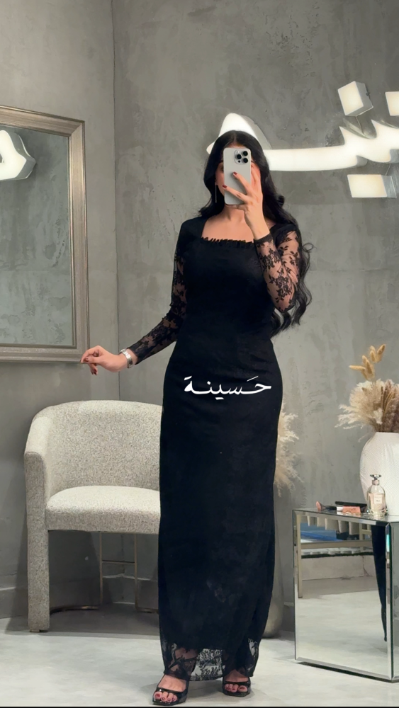 فستان دنتيل بطانه اسود