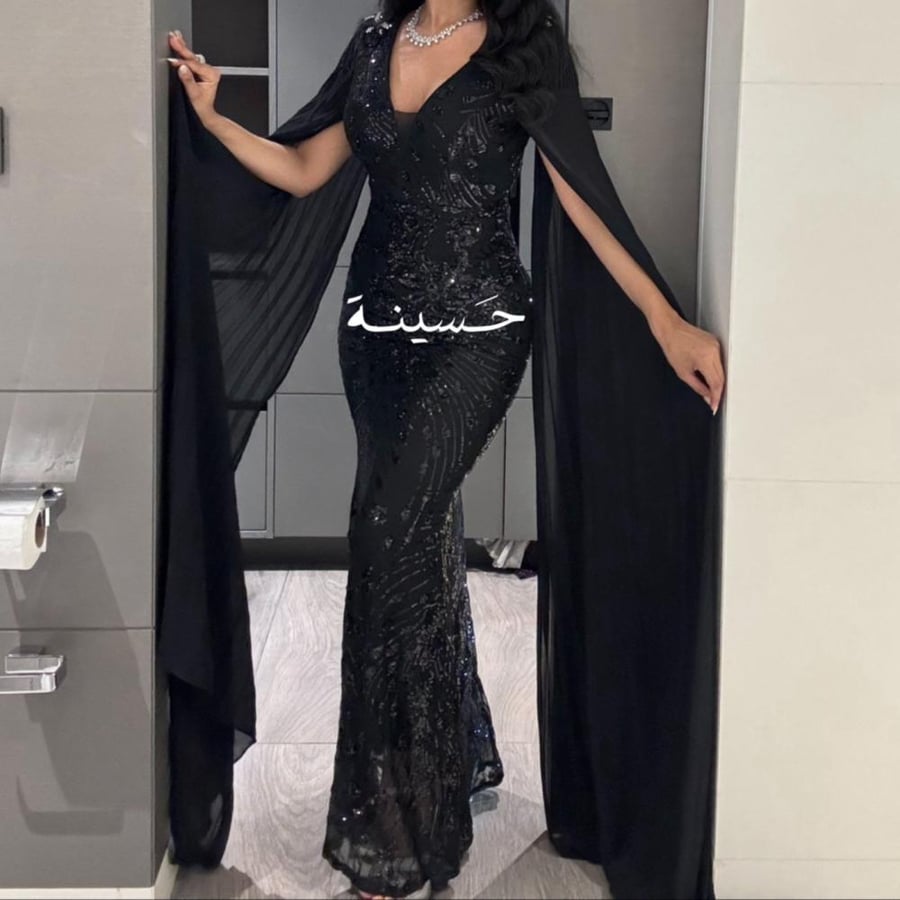 فستان اسود فراشه بكرستال