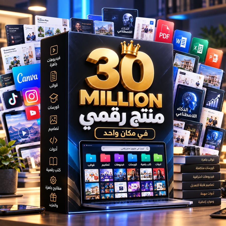 30 مليون منتج رقمي جاهز مع حقوق إعادة البيع | قوالب، كتب، دورات وأدوات