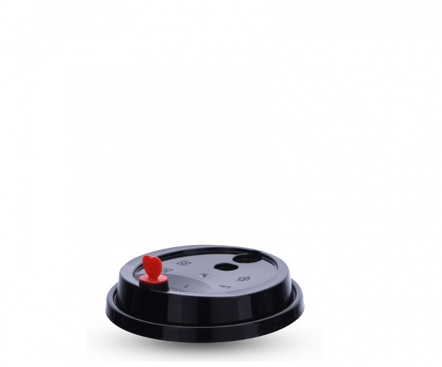 غطاء أسود 89مم + قلب أحمر16/14/12 أنز Black Lid 89With Red Heart 12/14/16oz