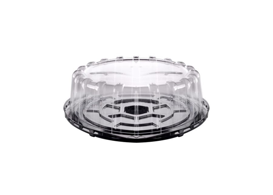 أوعية شفافة دائري للتورتة + قاعدة سوداء  225*105 سم ROUND BLACK BASE + CLEAR COVER