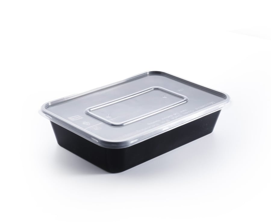 مستطيل أسود بالغطاء شفاف مسطح  500 مل RECTANGULAR BLACK MICROWAVE CONTAINER WITH FLAT CLEAR LID