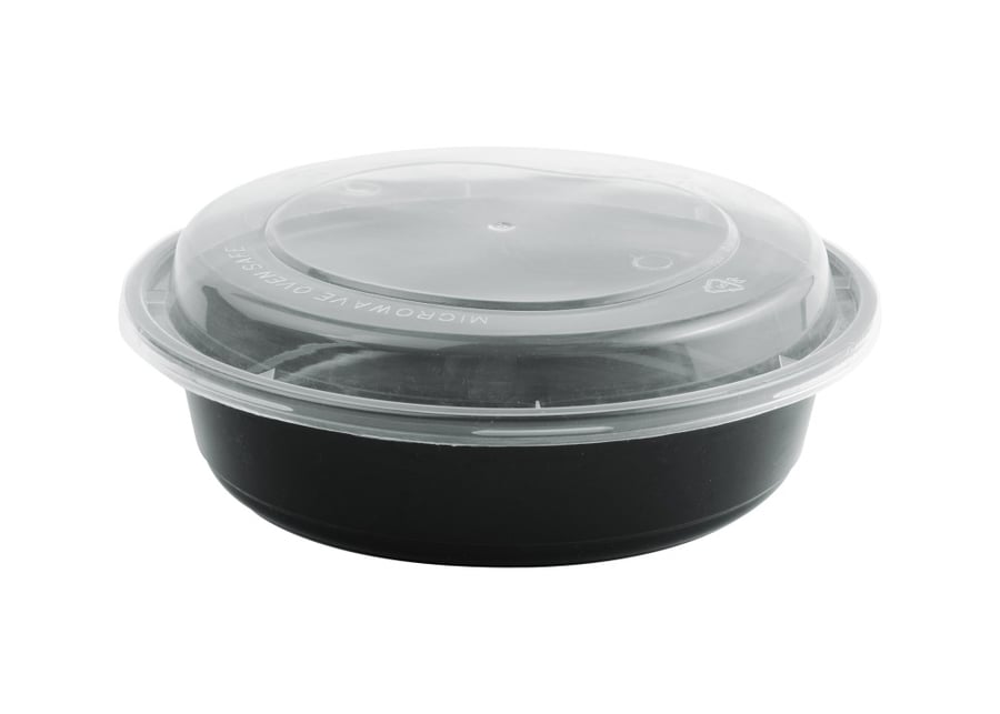 وعاء مكيرويف دائري أسود بالغطاء  شفاف 700 مل ROUND BLACK MICROWAVE CONTAINER WITH CLEAR LID