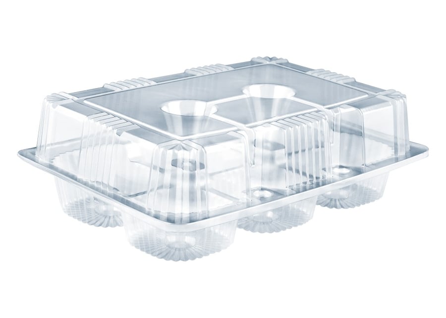 اوعية شفافة للمخبوزات بغطاء متصل / 6كوب الكيكCLEAR HINGED LID CONTAINER