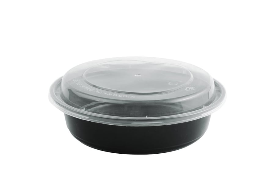 وعاء دائري أسود بالغطاء  شفاف 450 مل ROUND BLACK MICROWAVE CONTAINER WITH CLEAR LID