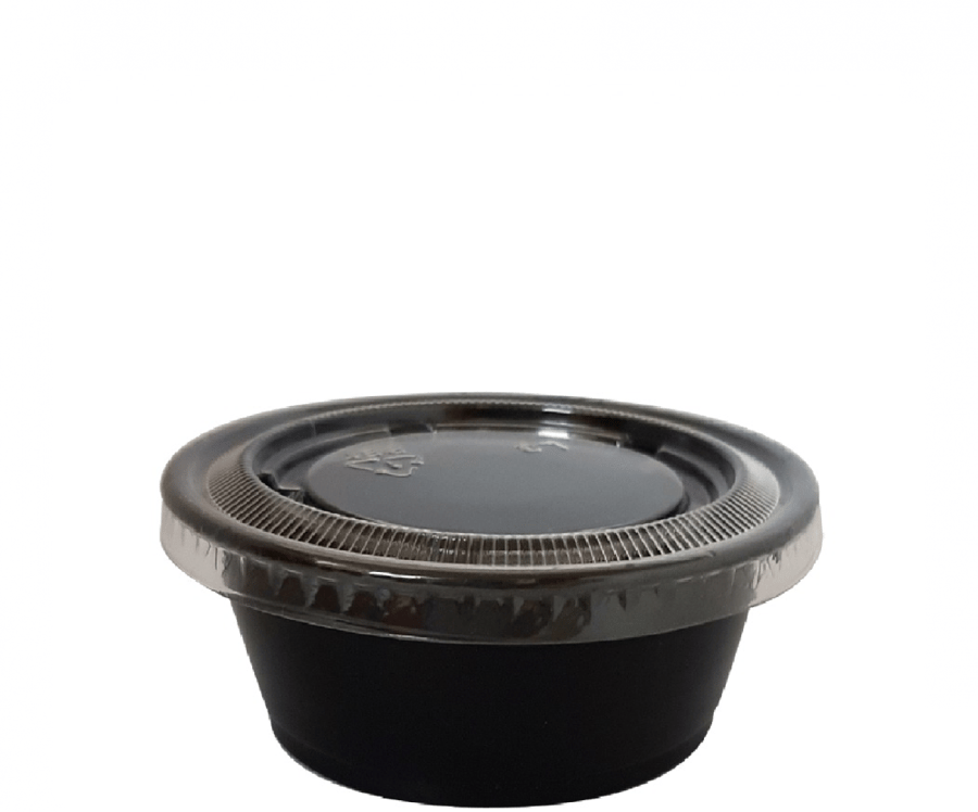علب أسود للصوص بغطاء منفصل  BLACK SAUCE CUP WITH LID 2 Oz