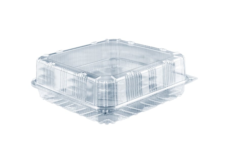 أوعية شفافة للمخبوزات بغطاء متصل مربع  220 × 220 × 100 SQUARE HINGED LID CONTAINER