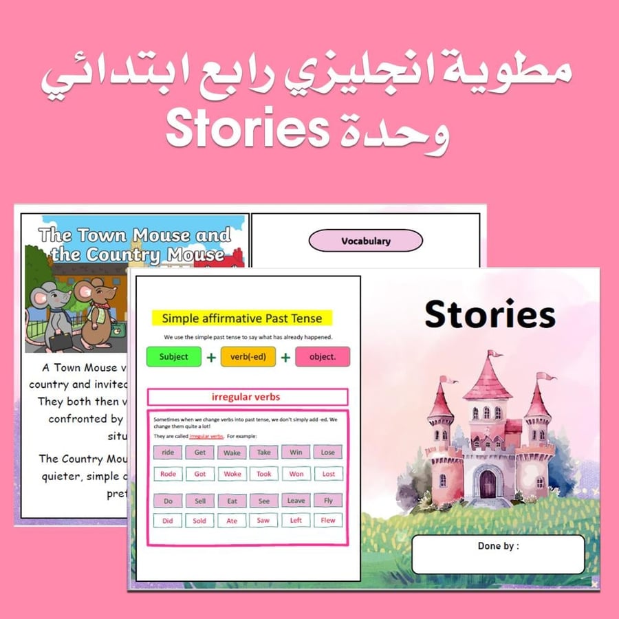 مطوية انجليزي رابع الفصل الدراسي الاول Top goal unit 3 Stories