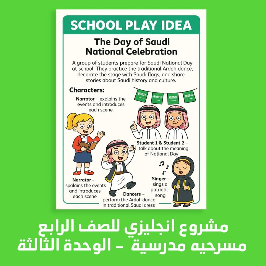 مشروع انجليزي رابع مسرحية مدرسية الوحدة الثالثة