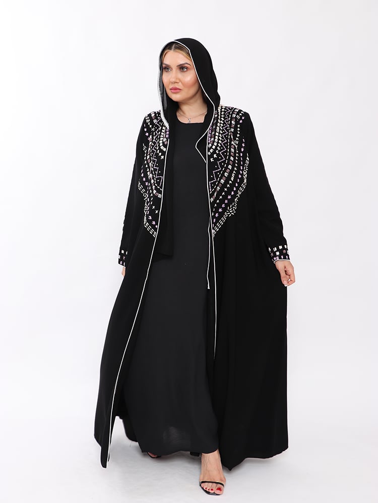 T008 عباية سوداء شك يدوي