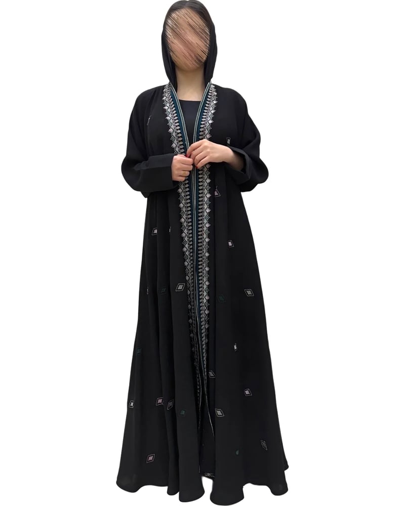 N708-عباية نص كلوش مطرزه