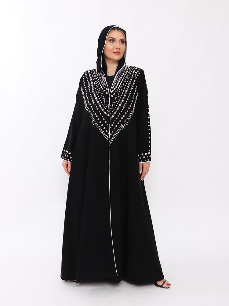 T008 عباية سوداء شك يدوي