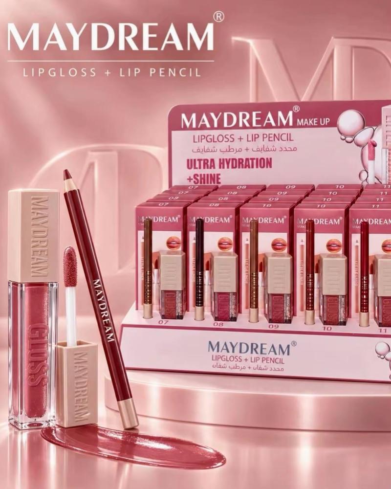 مجموعة ملمع ومحدد الشفاه من مَاي دريم (MAYDREAM Lipgloss + Lip Pencil Set)