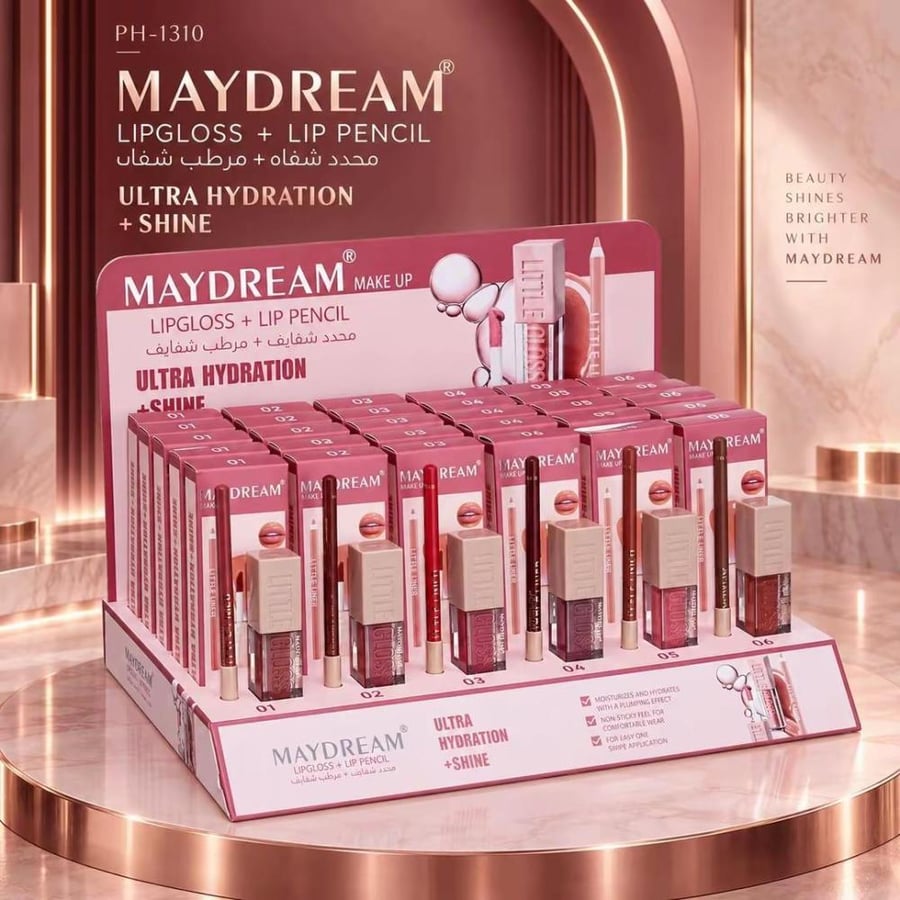 جلوس ملمع ومحدد الشفاه من ماي دريم MAYDREAM Lip Duo