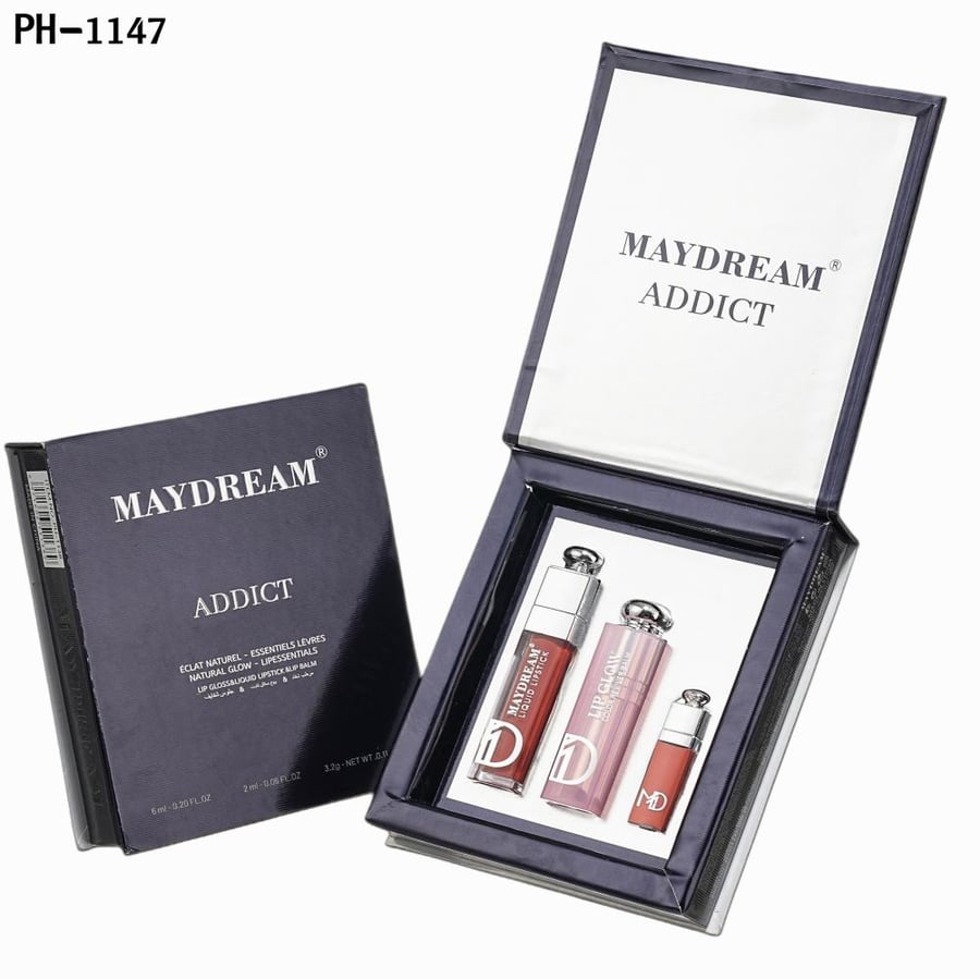 طقم روج سائل + مرطب شفايف+جلوس MAYDREAM
