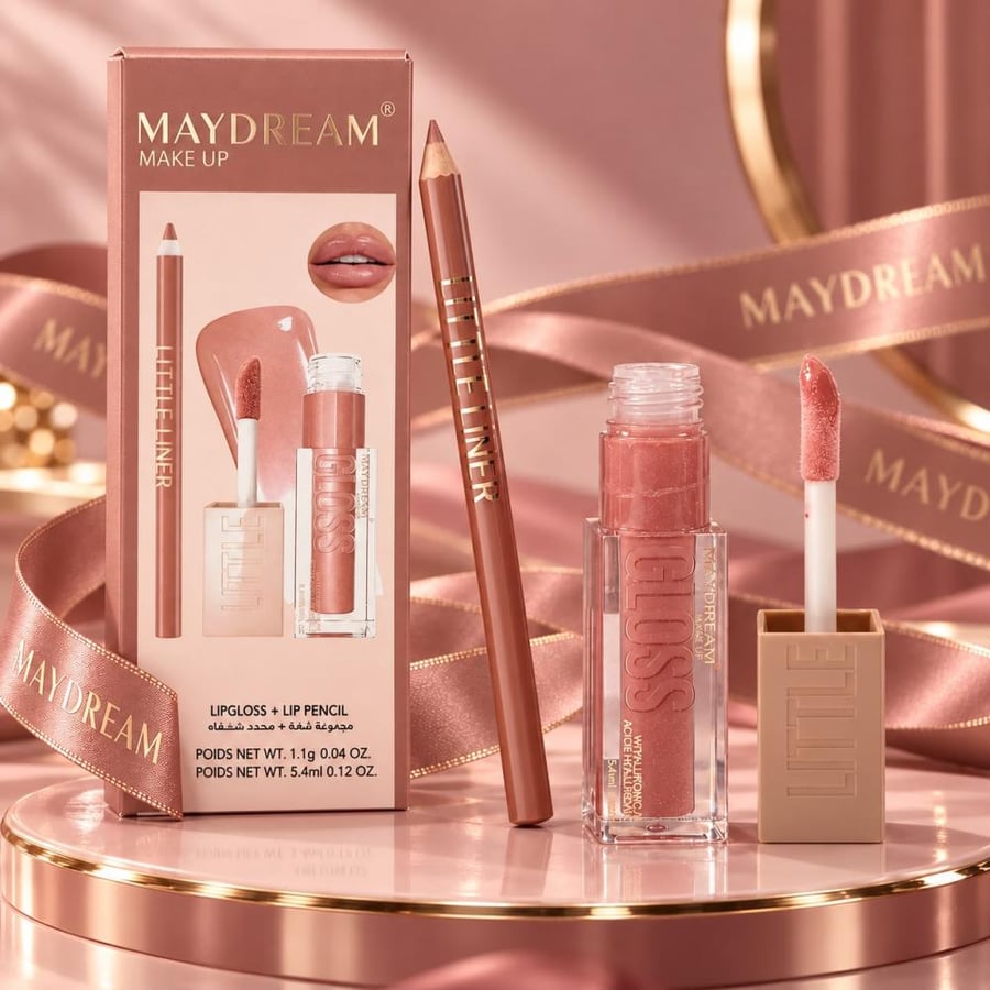 مجموعة ملمع ومحدد الشفاه من مَاي دريم (MAYDREAM Lipgloss + Lip Pencil Set)