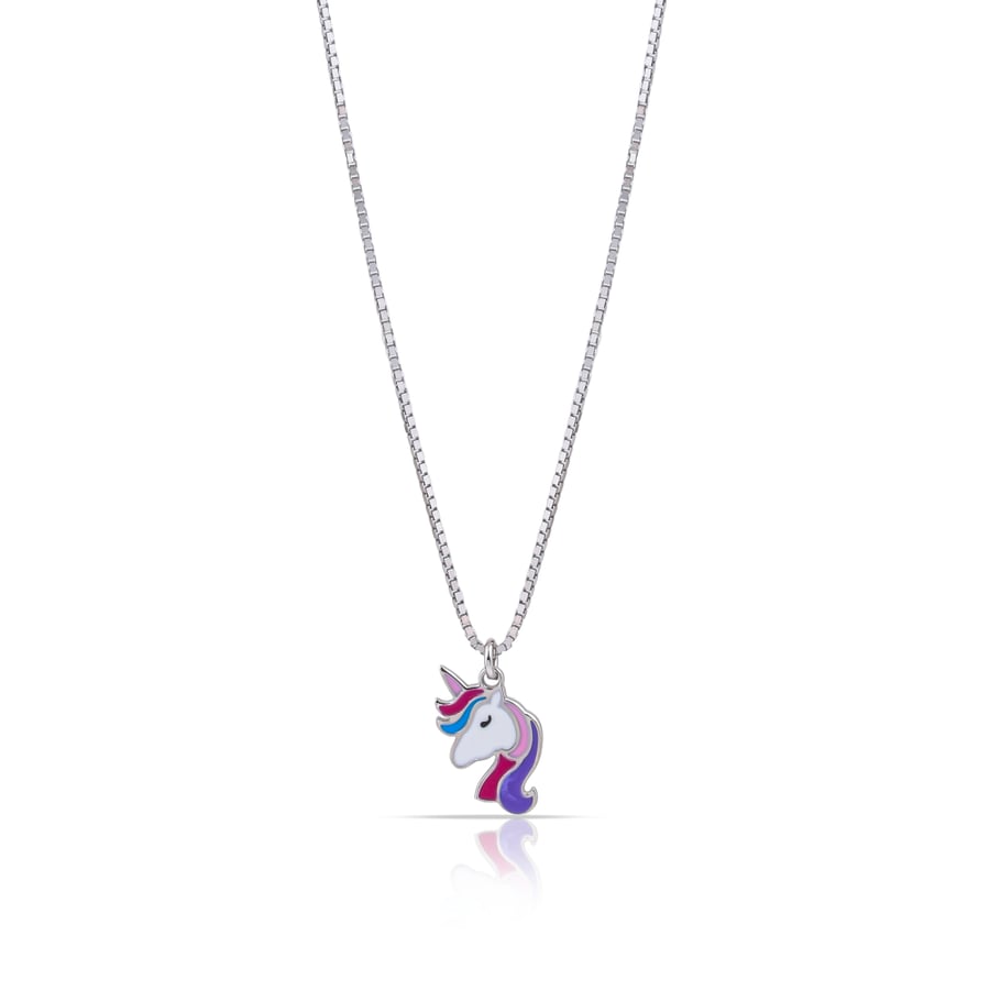 Children's silver necklace unicorn