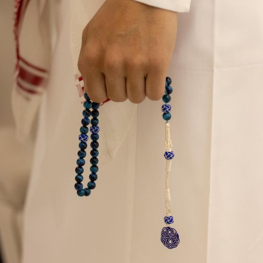 سبحة حجر طبيعي تدرجات الازرق