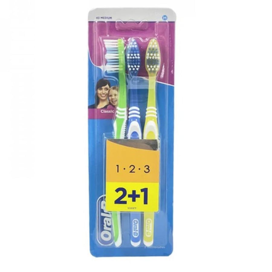 اورال بي فرشاة اسنان برو فليكس 3 دي وايت لوكس وسط - Oral B 3 Effect Maxi Clean Toothbrush 1+1 Free Offer
