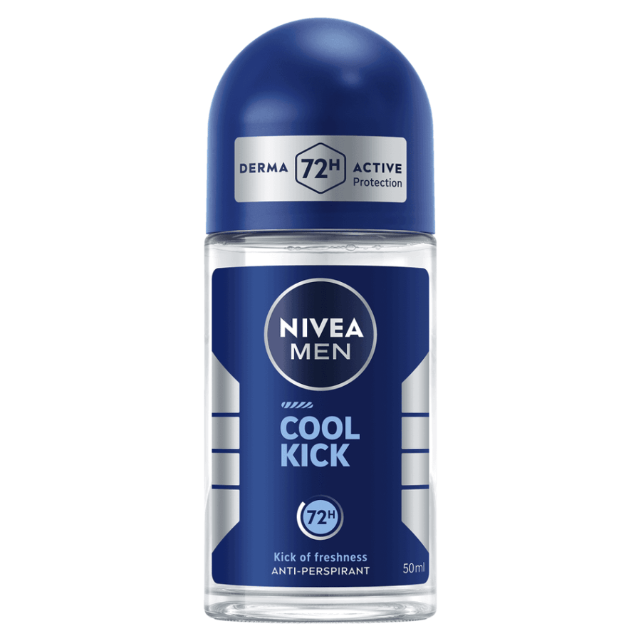نيڤيا مزيل للعرق للرجال، كوول كيك، عطر منعش، رول أون 50 مل - NIVEA MEN Cool Kick, Deodorant for Men, Fresh Scent, Roll-on 50 ml
