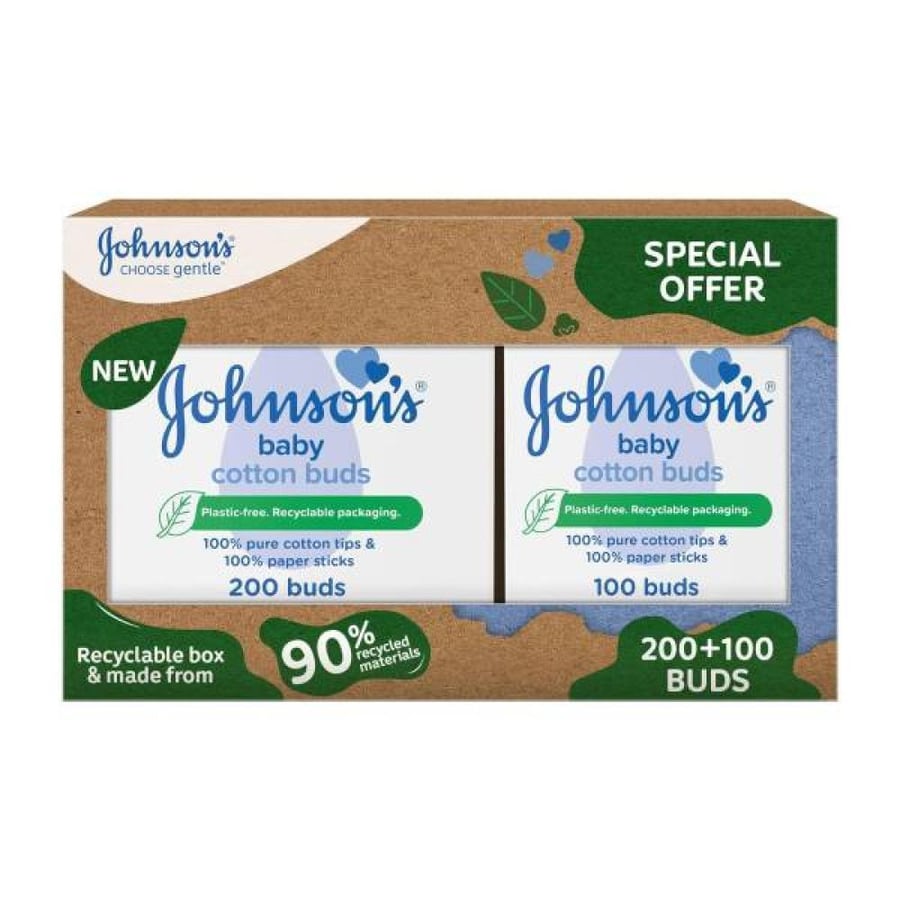 جونسون بيبي قطن العيدان القطنية للأطفال صندوق 200 +100 عود - Johnson's ear buds 200+100 pc offer