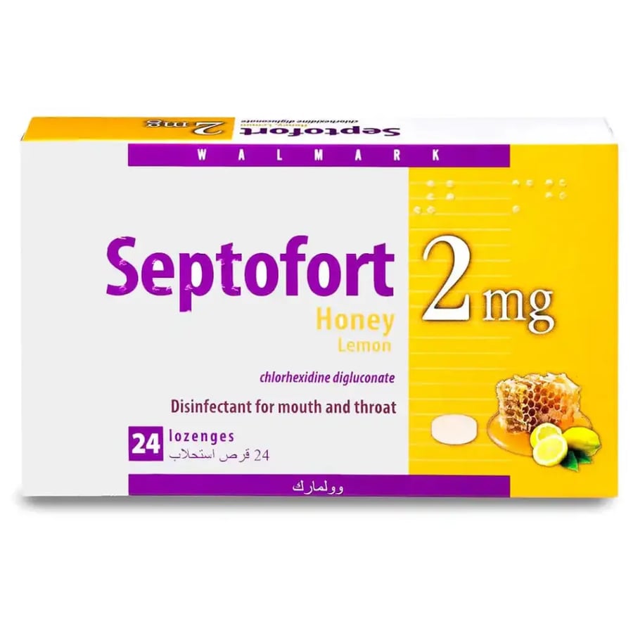 سيبتوفورت استحلاب بالعسل والليمون 24 قرص - Septofort Lozenges Honey&Lemon 2 mg 24 Pcs