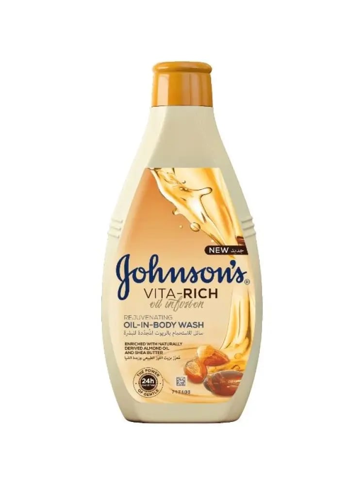 جونسون غسول الجسم بالزيت فيتا ريتش بخلاصة زيت اللوز وزبدة الشيا 250 مل - Johnson's Vita-Rich Rejuvenating Body Wash 250 ml