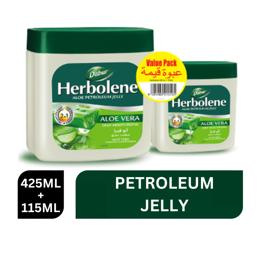 دابور فازلين هيربولين بالصبار 425 مل + 115 مل - Dabur Herbolene 2 In1 Aloe Petroleum Jelly Offer 425 ml + 115 ml