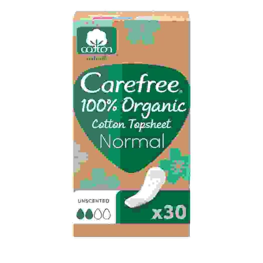 كيرفري ملاءة علوية عادية من القطن العضوي مقاس عادي عبوة 30 قطعة  Carefree Organic Normal Pantyliner 30 pcs