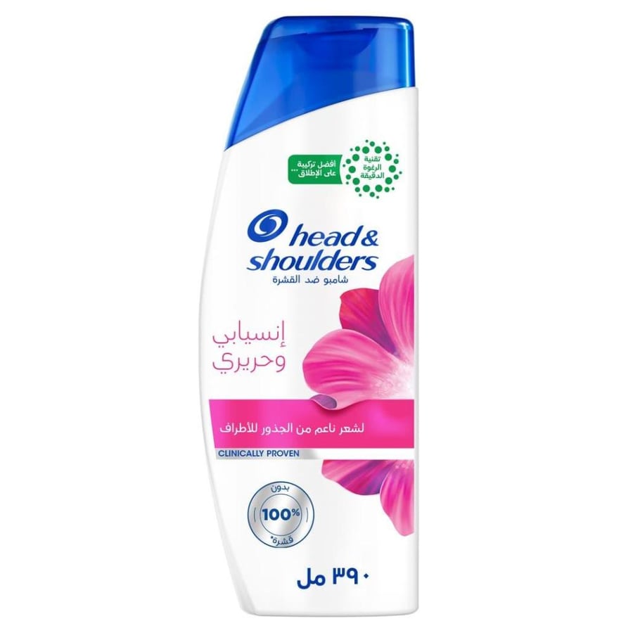 هيد آند شولدرز شامبو انسيابي وحريري ضد القشرة 390 مل - Head & Shoulders Smooth & Silky Anti Dandruff Shampoo 390 ml