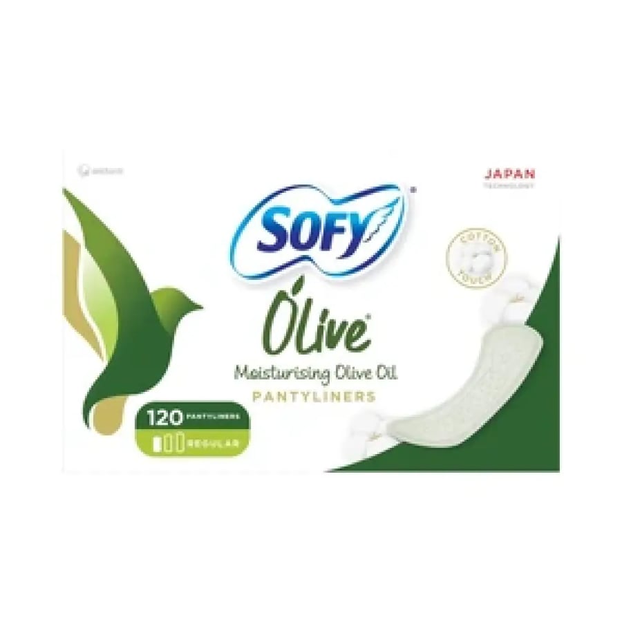 سوفي فوط نسائية يومية بزيت الزيتون مقاس عادي 120 قطعة - Sofy Pantyliners Olive Regular 120 Pcs