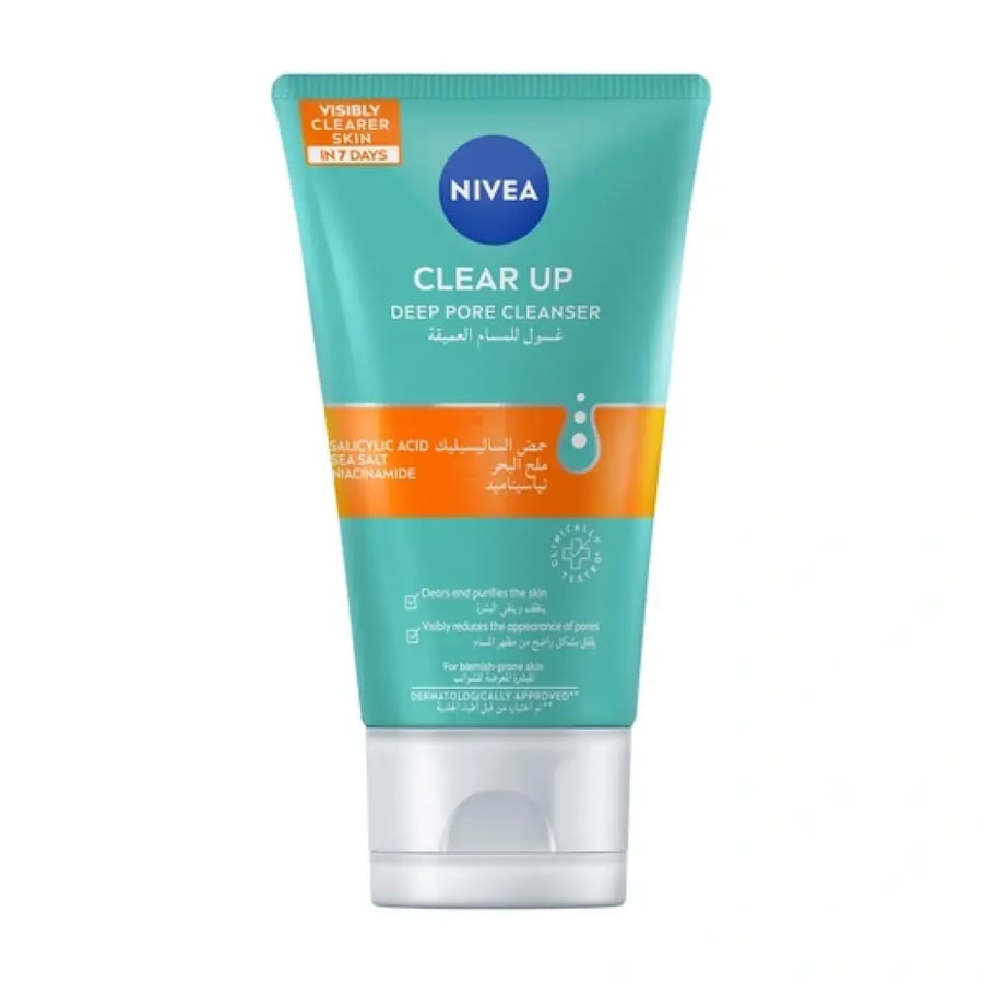نيفيا كلير اب غسول للمسام العميقة يزيل لمعان البشرة 150 مل - Nivea Clear Up Deep Pore Cleanser Skin Shine Removal 150 Ml