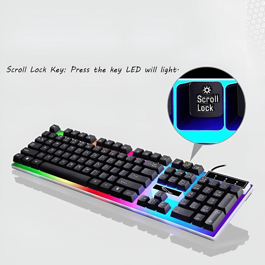 ماوس وكيبورد RGB أسود إنقليزي