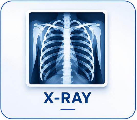 CHEST X-RAY Quick and accurate imaging of chest for lung and heart evaluation.