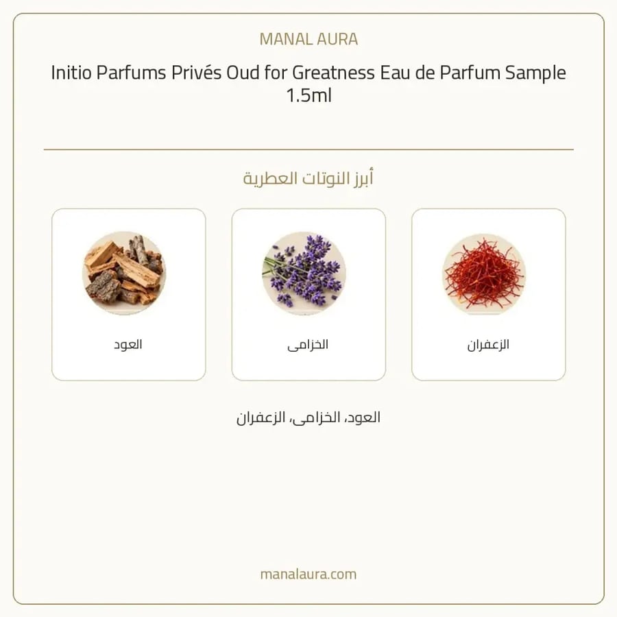 إنيشيو للعطور عينة عطر انيشيو عود فور جريتنس أو دو بارفيوم - عطري - للجنسين - 1.5 مل