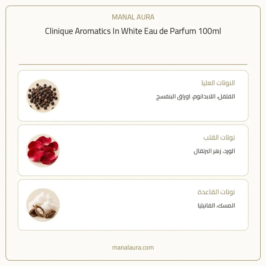 كلينيك عطر اروماتيكس ان وايت أو دو بارفيوم - شرقي زهري - للنساء - 100 مل