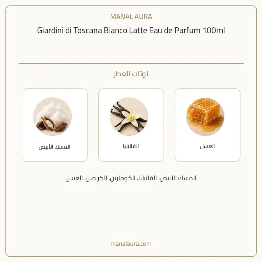 جيارديني دي توسكانا عطر بيانكو لاتيه من جيارديني دي توسكانا بارفيوم - شرقي - للجنسين - 100 مل