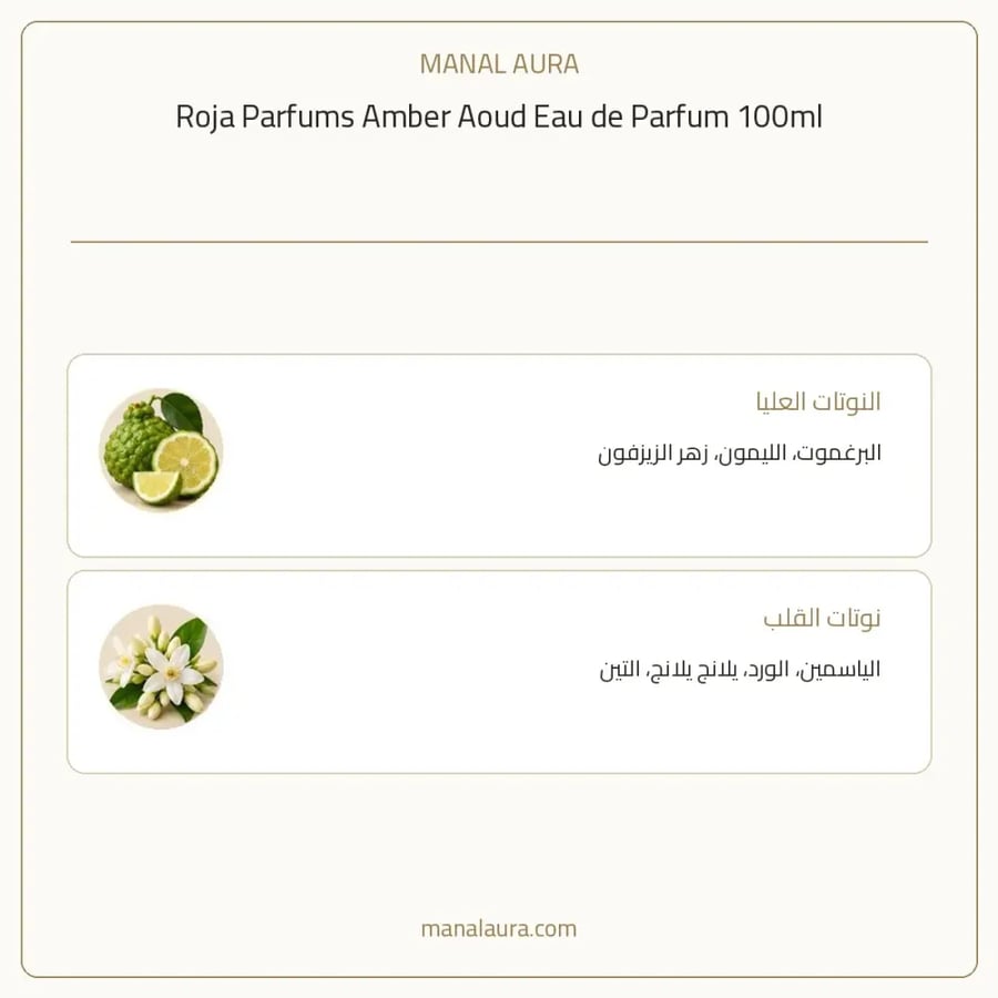 روجا للعطور عطر عنبر عود أو دو بارفيوم - شرقي عطري عنبر - للجنسين - 100 مل