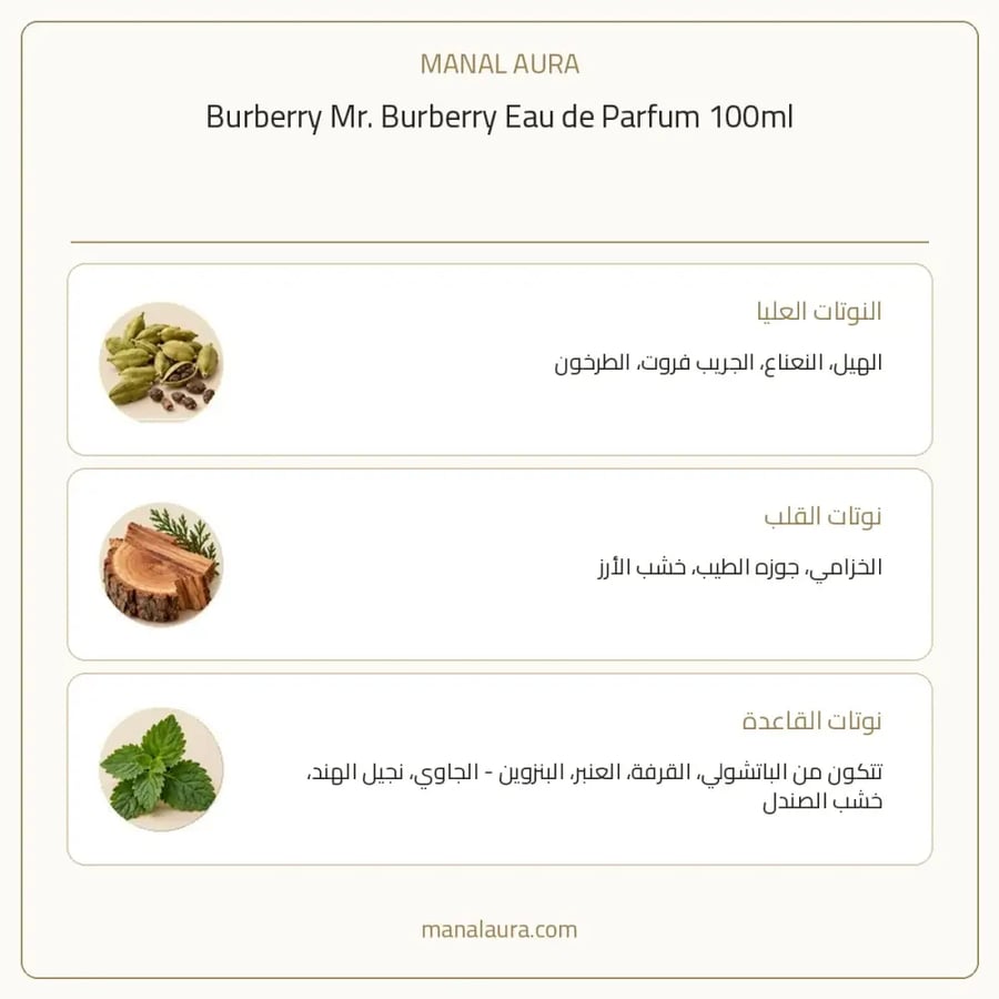 بربري عطر مستر بربري الفضي أو دو بارفيوم - خشبي حار - للرجال - 100 مل
