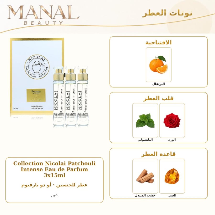 نيكولاي باريس عطر كوليكشن نيكولاي باتشولي انتنس 3كس أو دو بارفيوم - شيبر باتشولي انتنس - للجنسين - 15 مل