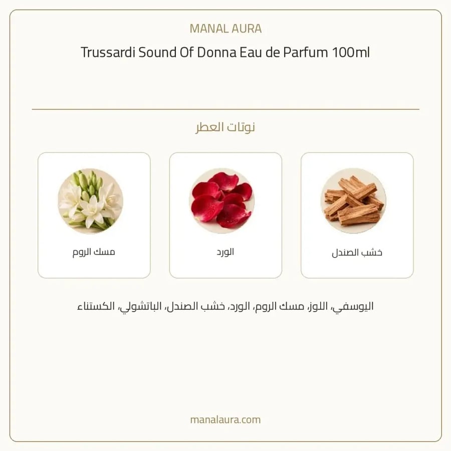 تروساردي عطر سوند اوف دونا أو دو بارفيوم - شرقي زهري - للنساء - 100 مل