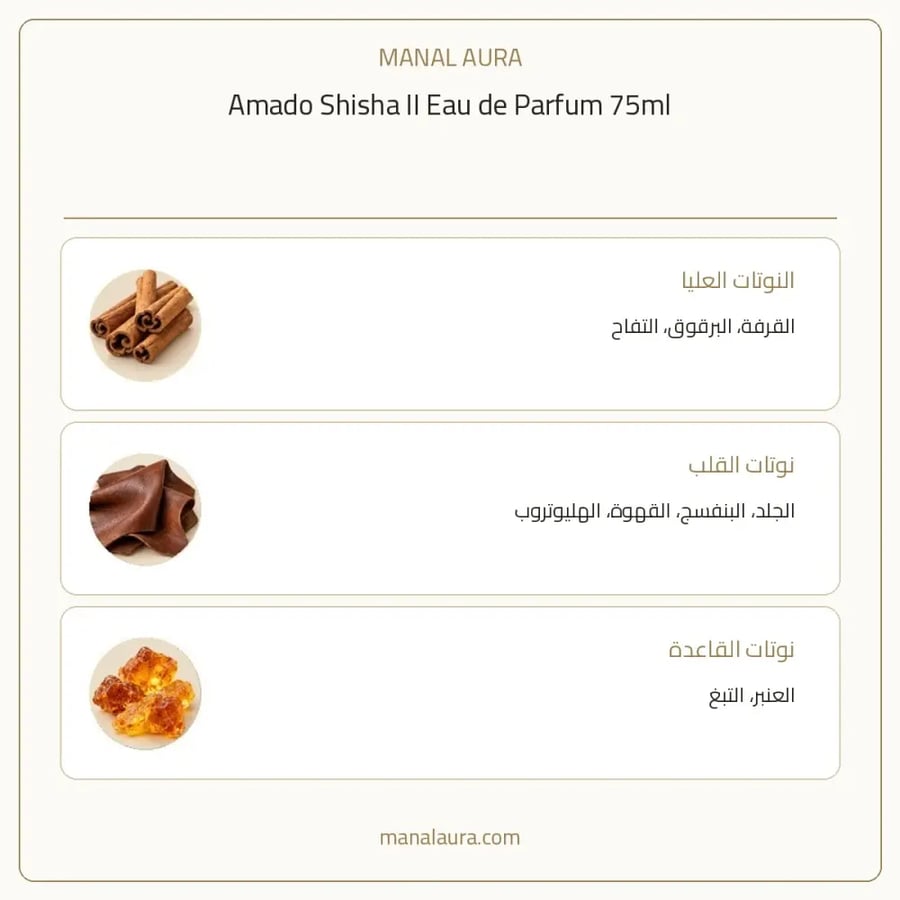 أمادو عطر شيشة 2 بارفيوم - فاكهي عنبر تبغ - للجنسين - 75 مل