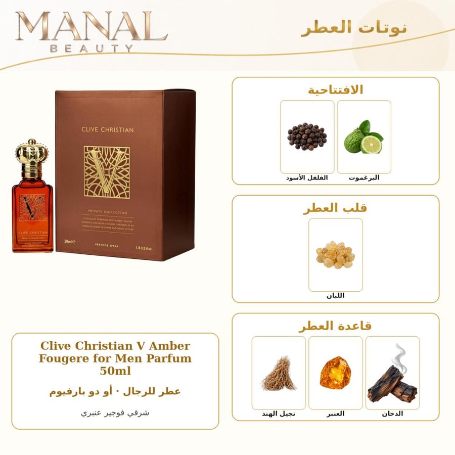 كلايف كريستيان عطر ف عنبر فوجير أو دو بارفيوم - عنبر - للرجال - 50 مل