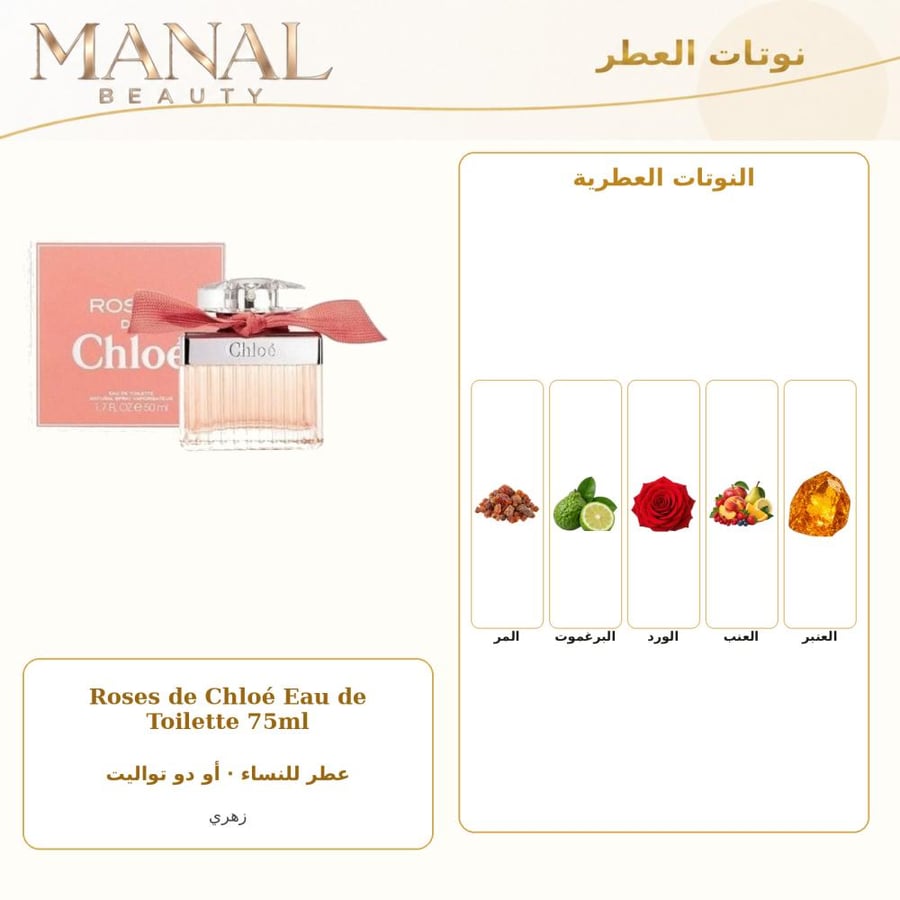 كلوي عطر روز دي كلوي أو دو تواليت - زهري - للنساء - 75 مل