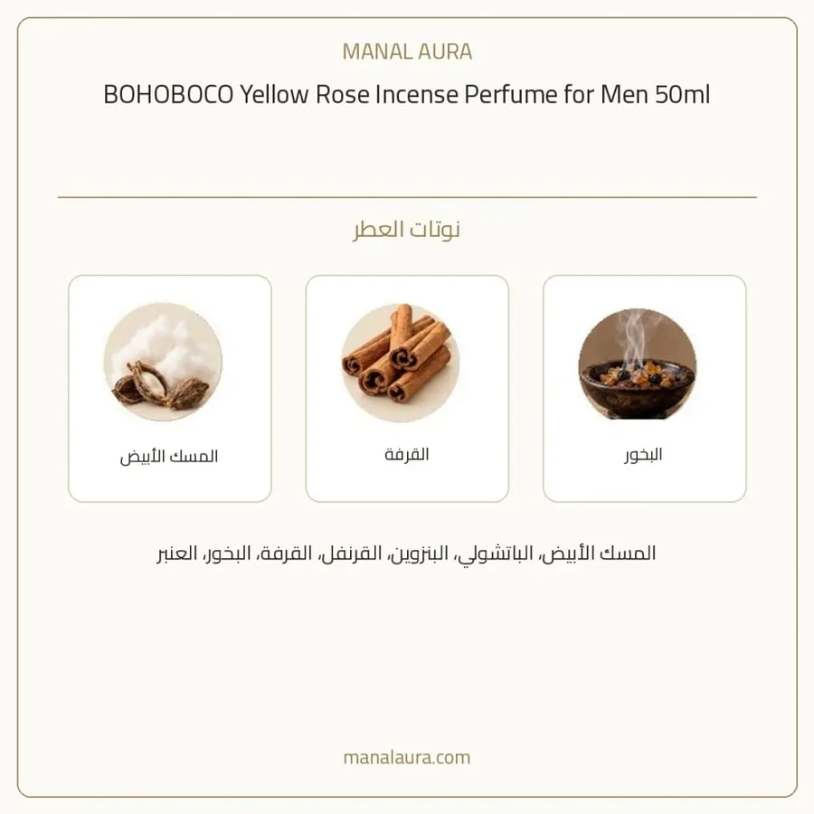 بوهوبوكو عطر يالو روز انسنس بوهوبوكو بيرفومي بارفيوم - عنبر - للرجال - 50 مل