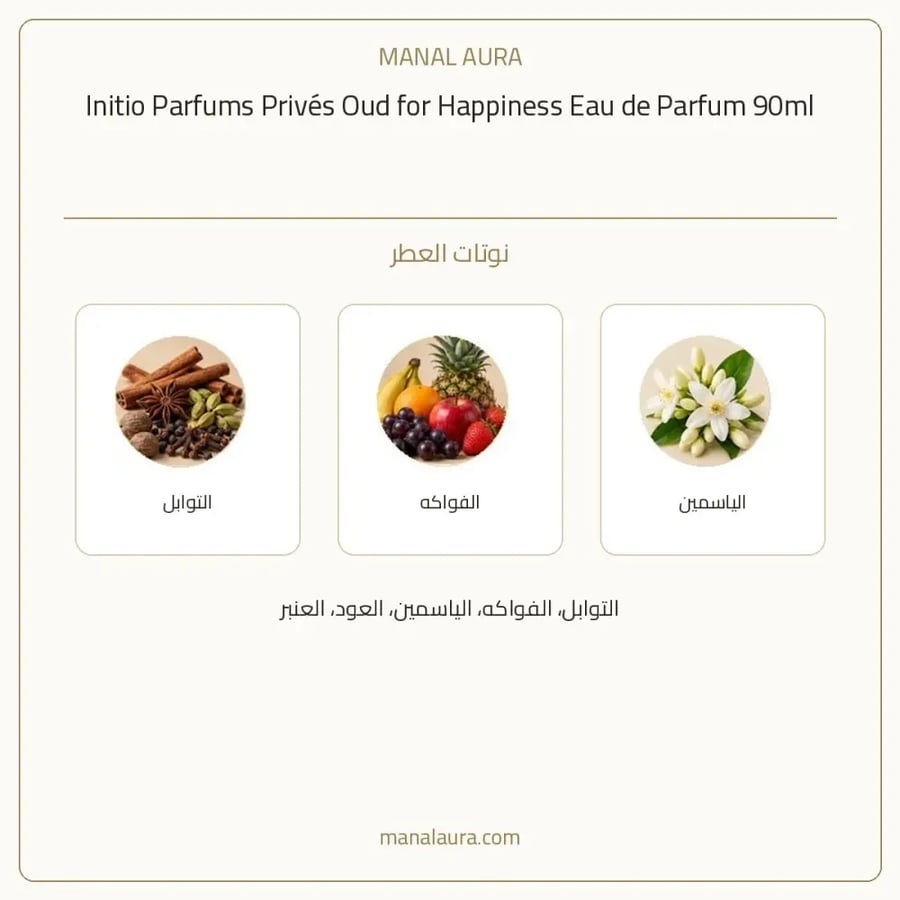 إنيشيو للعطور عطر عود فور هابينس أو دو بارفيوم - عطري عنبر - للجنسين - 90 مل