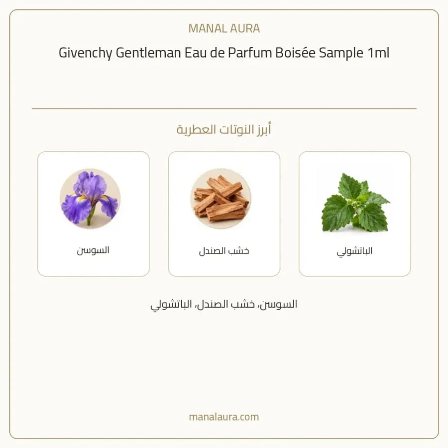 جيفنشي عينة عطر جيفنشي جنتلمان الاسود أو دو بارفيوم - زهري خشبي عطري - للرجال - 1 مل