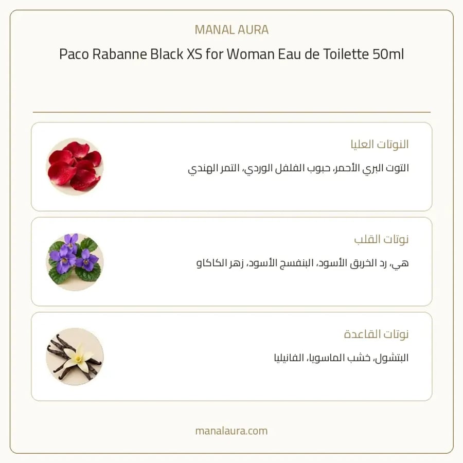 باكو رابان عطر بلاك اكس اس أو دو تواليت - زهري خشبي - للنساء - 50 مل