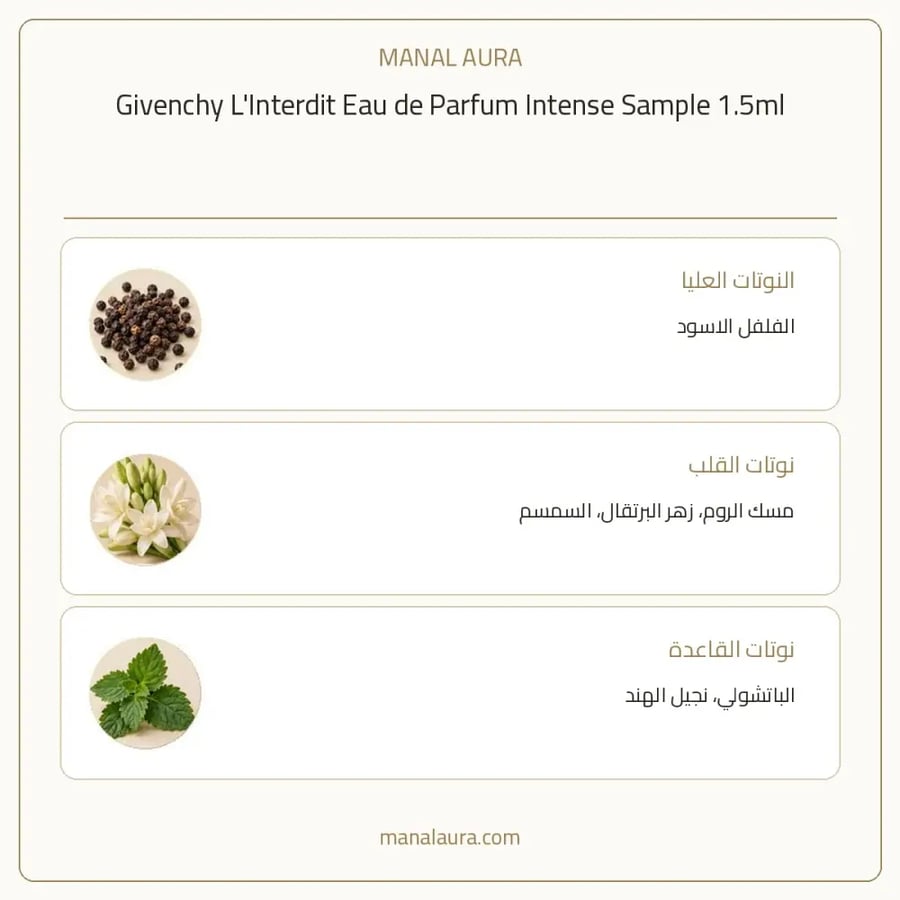 جيفنشي عينة عطر جيفنشي لا انترديت انتنس أو دو بارفيوم - شرقي زهري عطري - للنساء - 1 مل